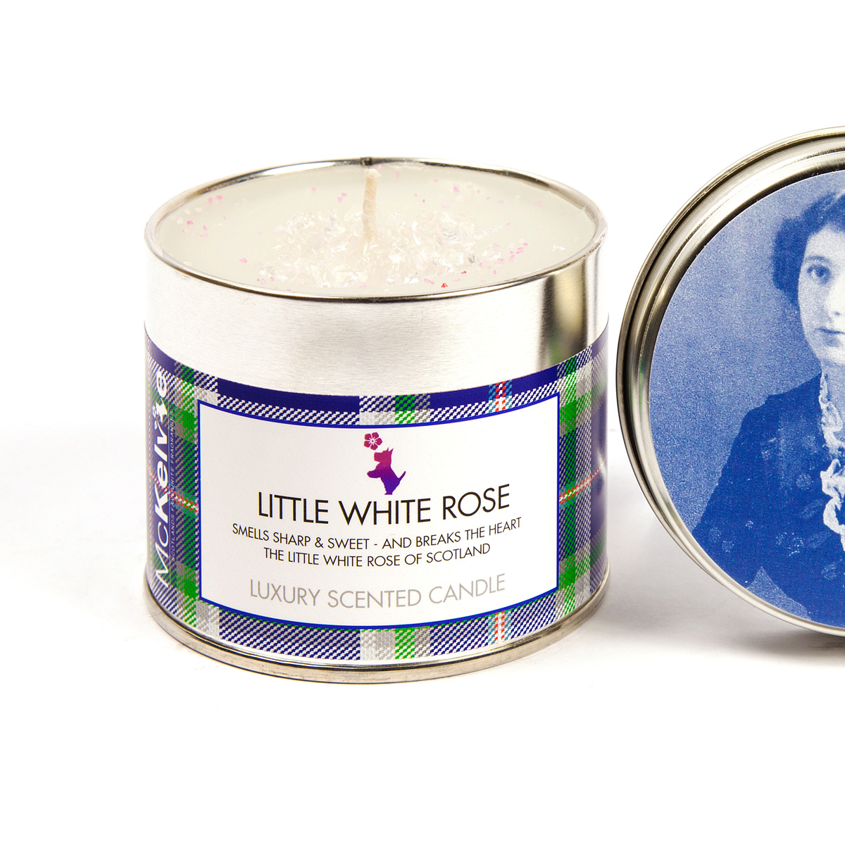 Little White Rose Scented Candle Tin McKelvie Candles