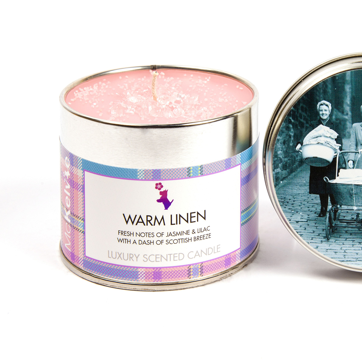 Warm Linen Scented Candle Tin McKelvie Candles